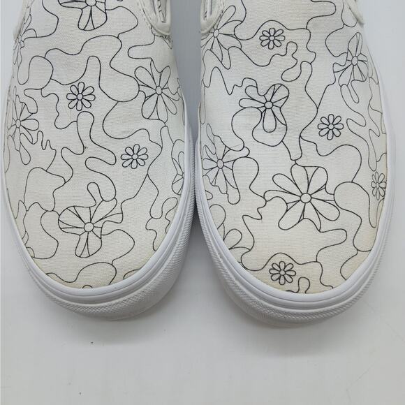 Vans Unisex Slip on U Paint Camo Daisy Skate Shoes White Black Size M10.5/W12.0 - Picture 8 of 11
